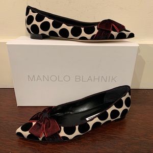 New Manolo Blahnik Polka Dot Ballet Flats Size 38